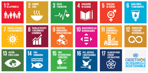 Imagen con el logotipo de cada uno de los 17 ODS